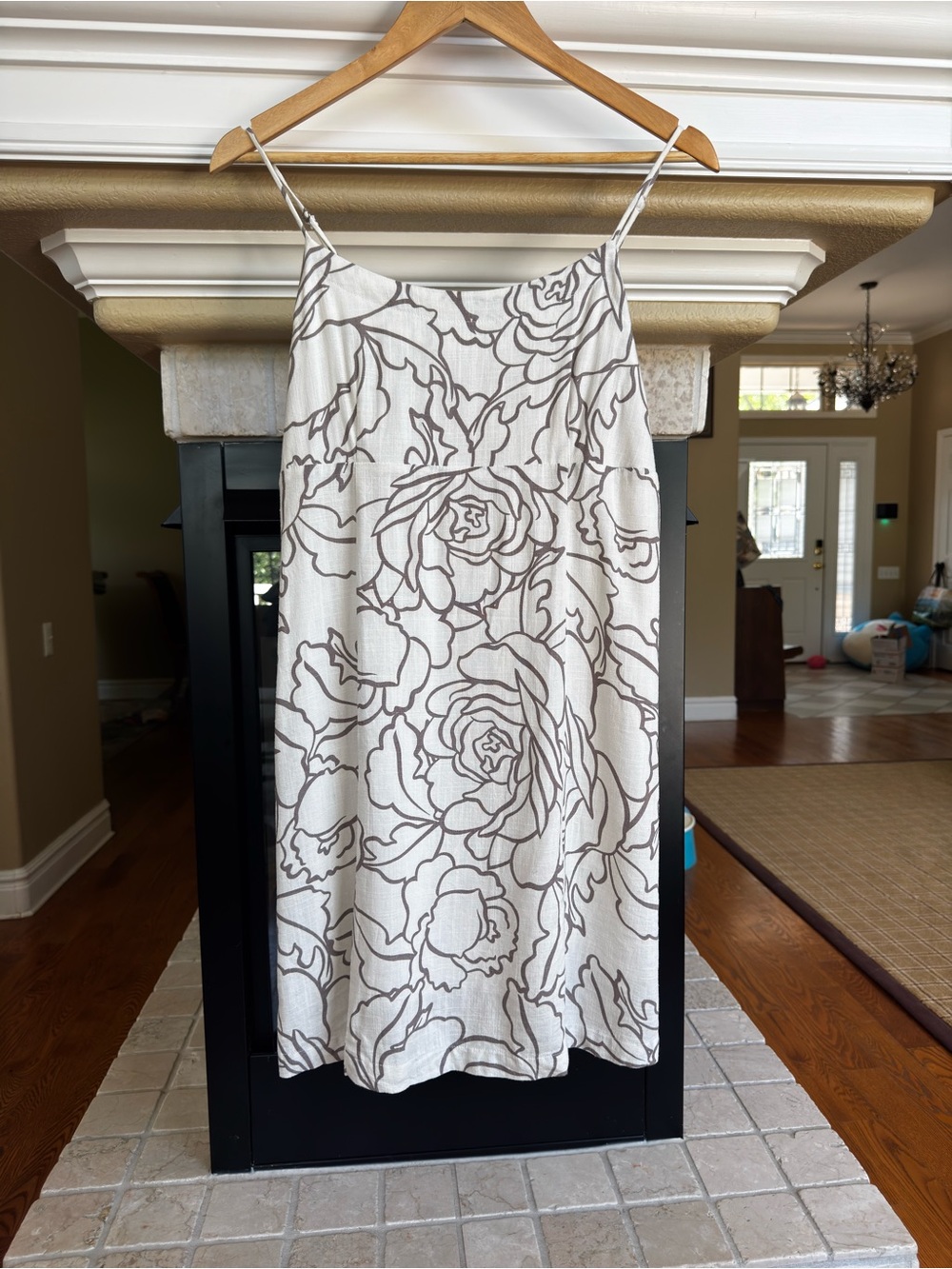 Becool White Linen Blend Minimalist Floral Dress Summer Date Night